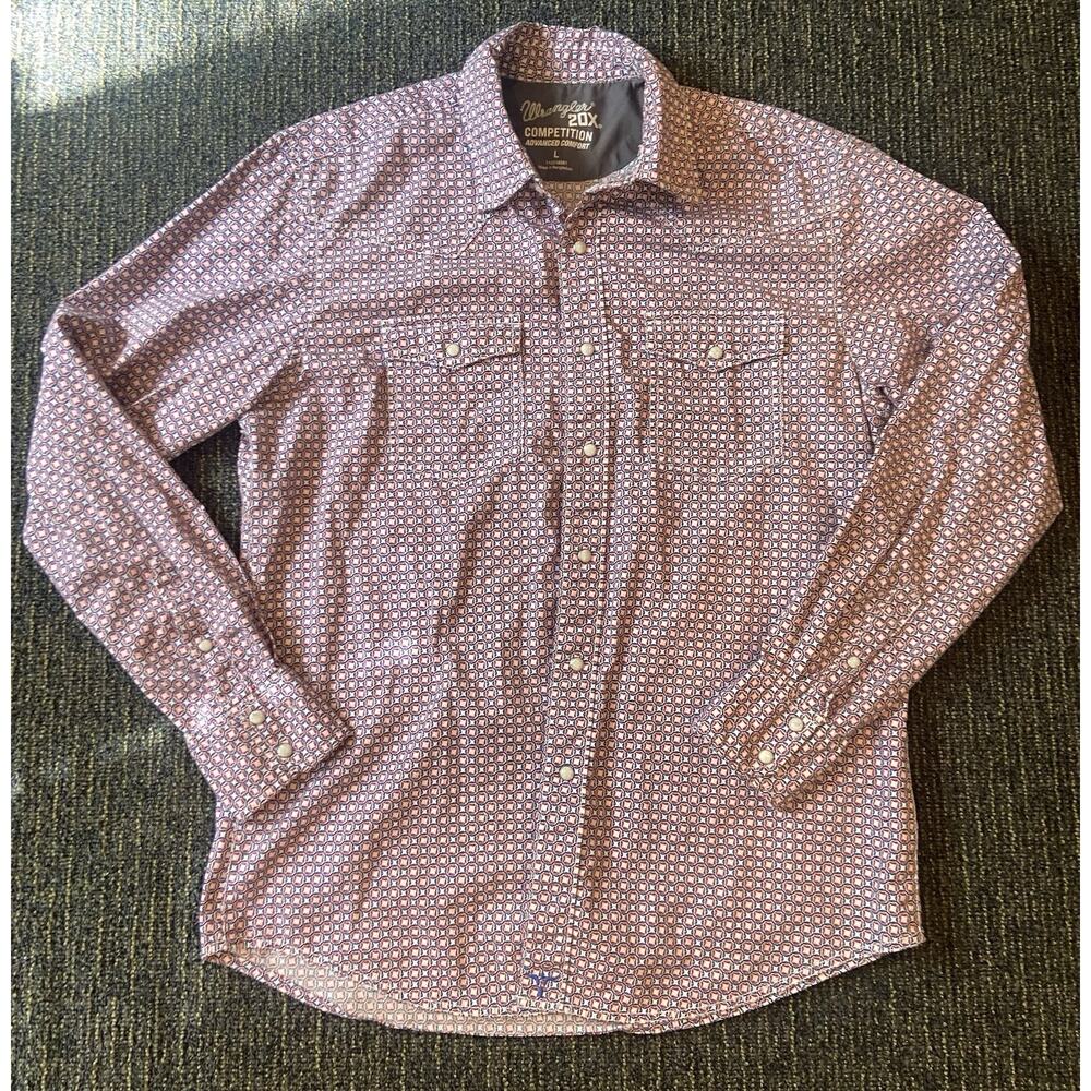 Wrangler 20X Shirt Mens Large geometric Competition Pearl Snap Western Cowboy